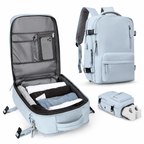 Carry-On Backpack for Travel with Laptop Compartment and Shoe Pocket