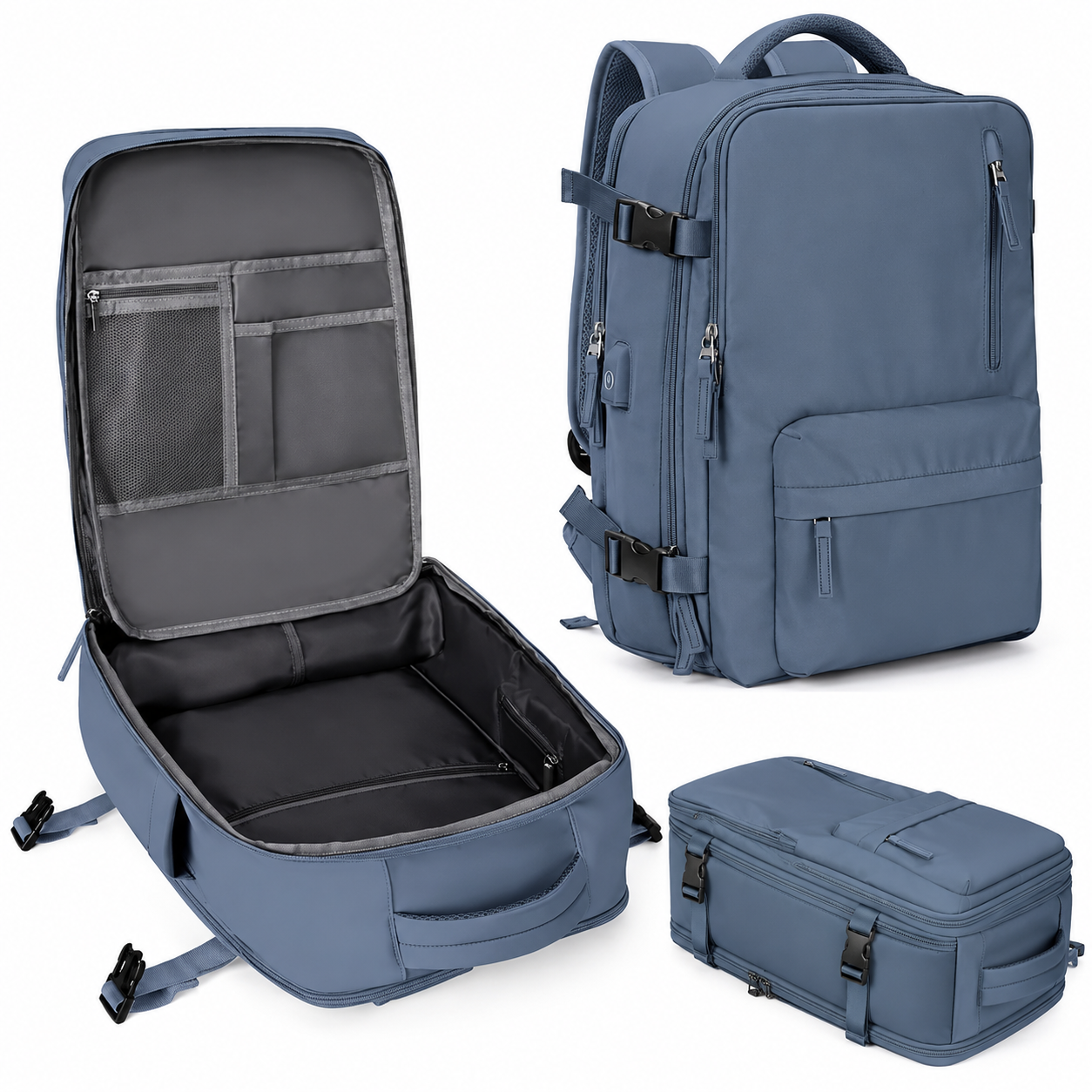 Carry-On Backpack for Travel with Laptop Compartment and Shoe Pocket