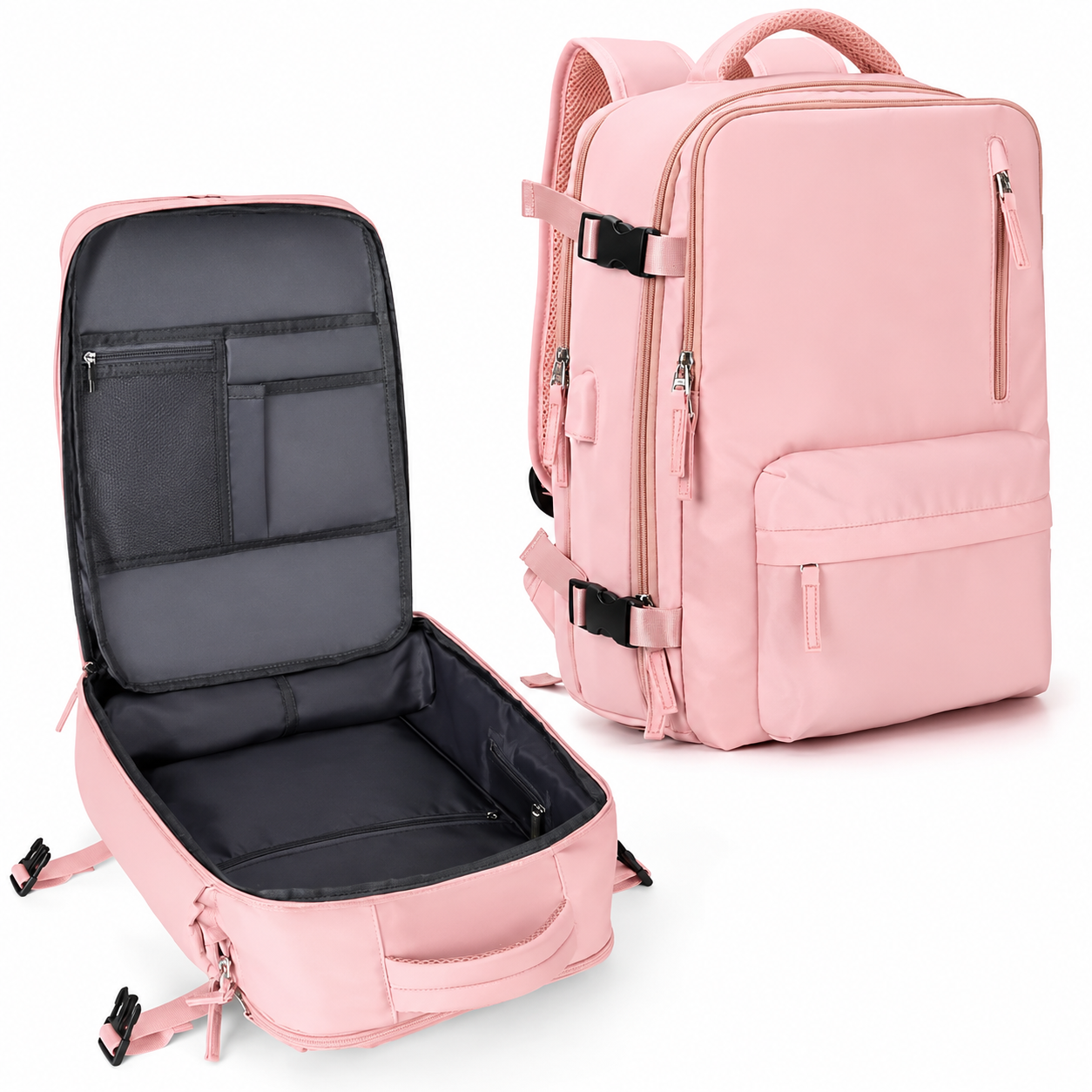 Carry-On Backpack for Travel with Laptop Compartment and Shoe Pocket