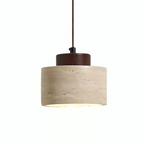 Cylindrical Shade Pendant Light in Natural Travertine Stone