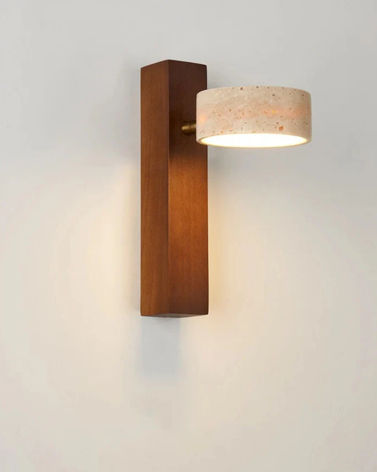Contemporary Wall Sconce in Stone and Wood – Travertine Design