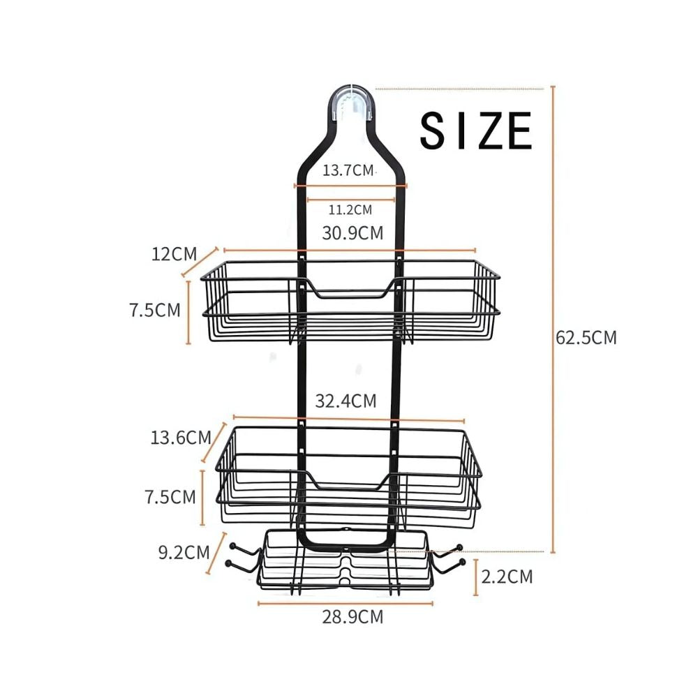 Shower Caddy with Iron Frame - Easy Installation Without Tools
