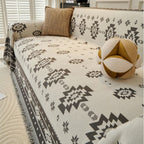 Reversible Sofa Protector - Soft Chenille Fabric, Tribal Pattern