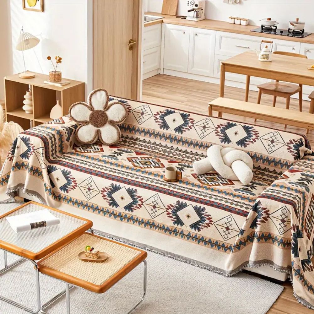 Bohemian Slipcover for Sectional Sofas - Soft Chenille Fabric