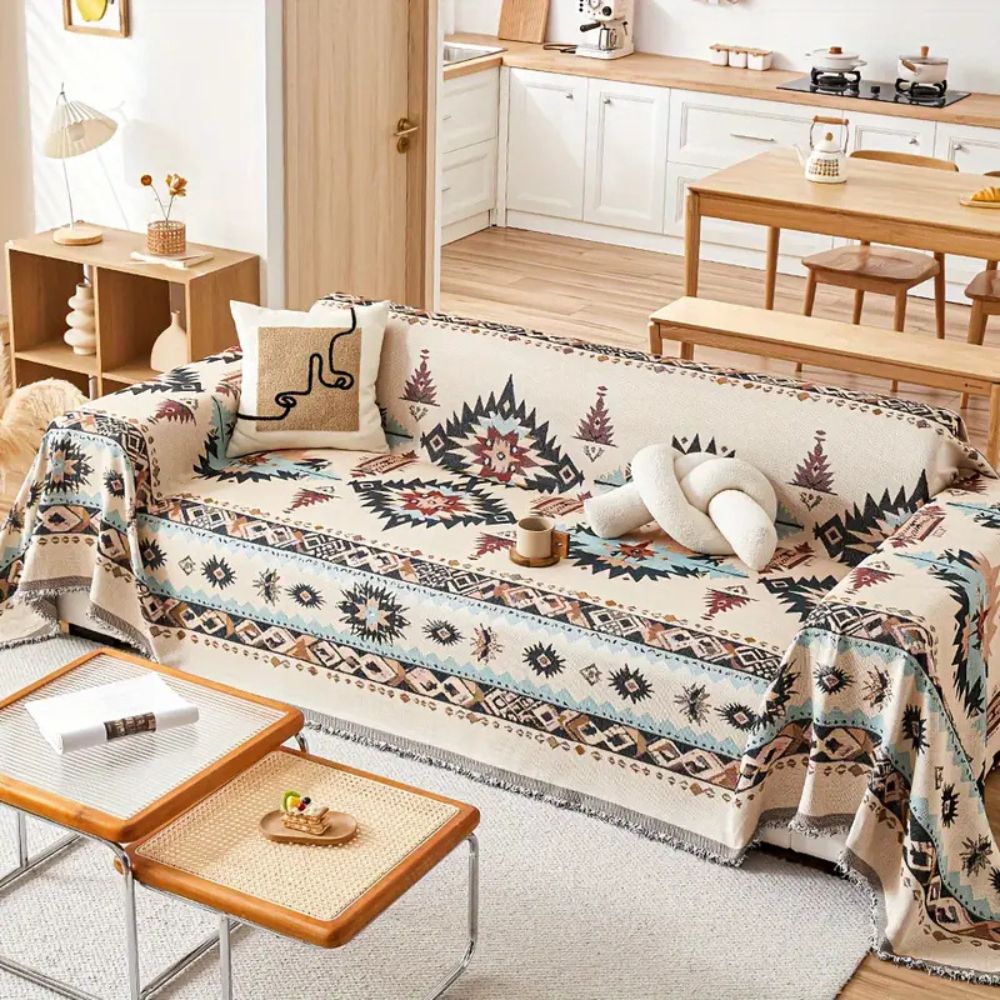 Bohemian Slipcover for Sectional Sofas - Soft Chenille Fabric