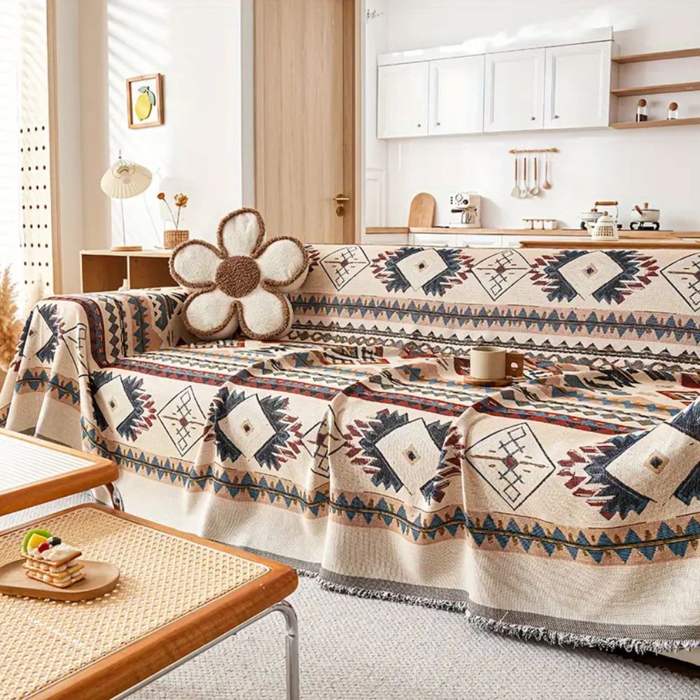 Bohemian Slipcover for Sectional Sofas - Soft Chenille Fabric