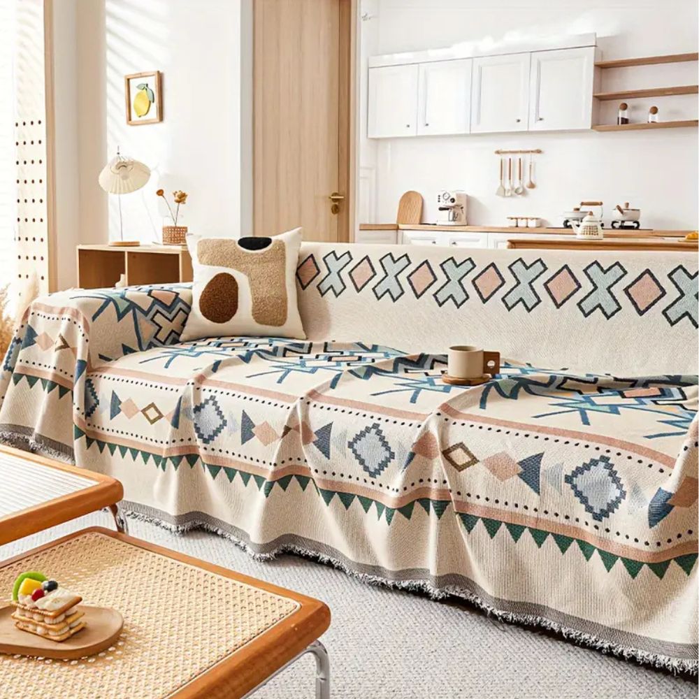 Bohemian Slipcover for Sectional Sofas - Soft Chenille Fabric