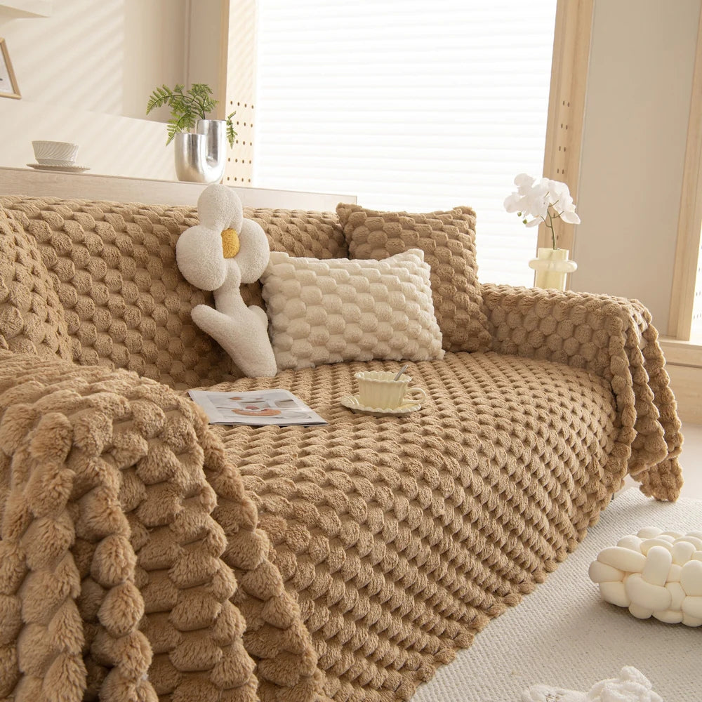 Microfiber Bubble Sofa Slipcover - Soft, Durable, Pet-Resistant