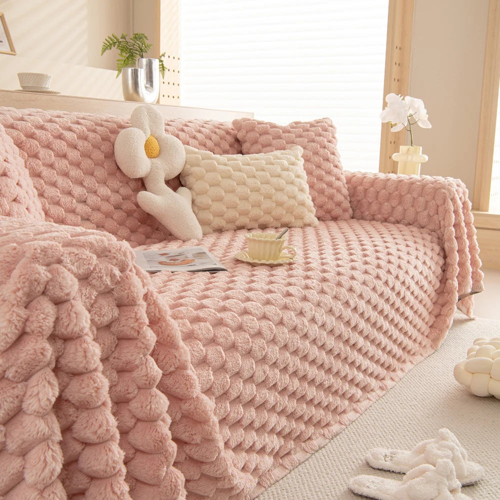Microfiber Bubble Sofa Slipcover - Soft, Durable, Pet-Resistant