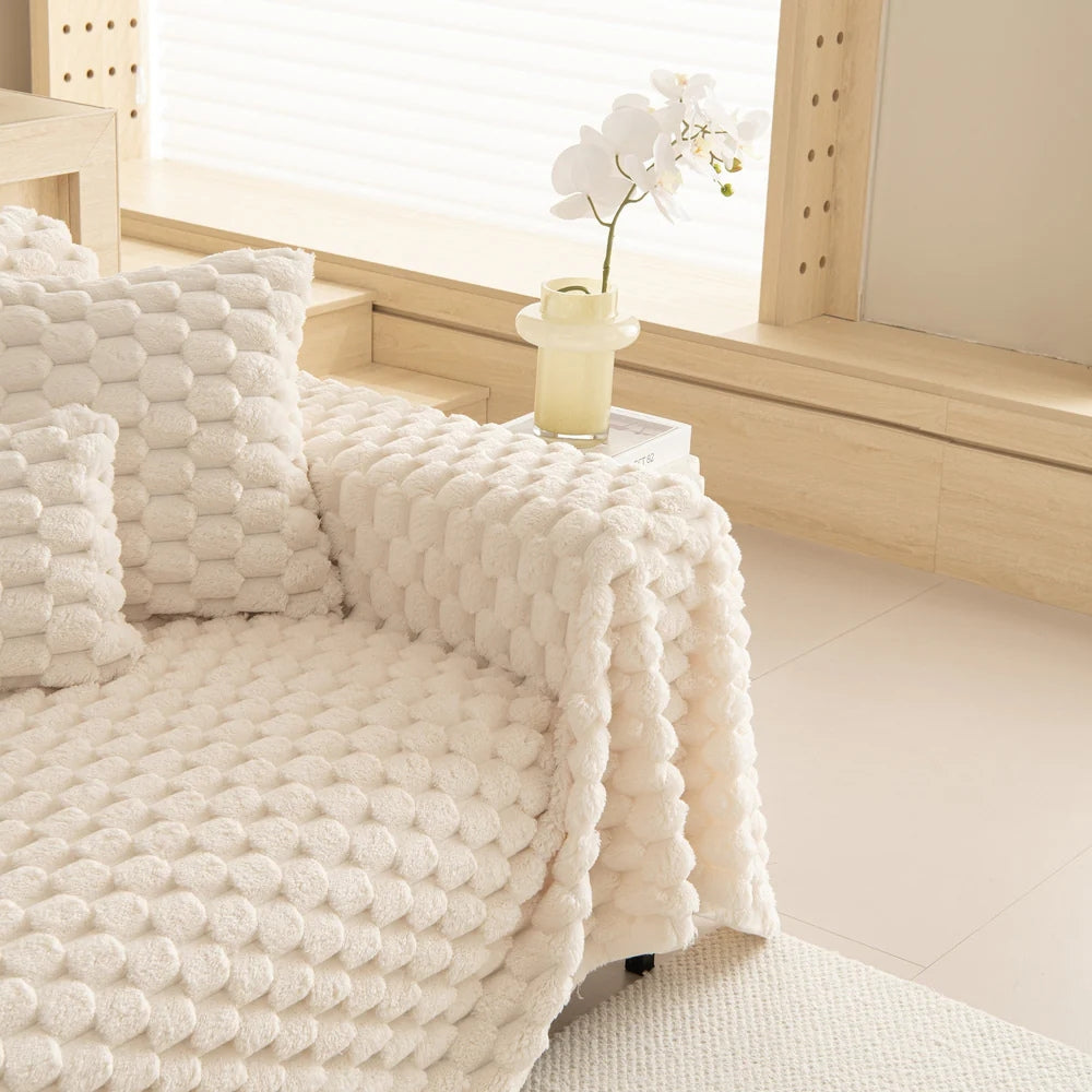 Microfiber Bubble Sofa Slipcover - Soft, Durable, Pet-Resistant