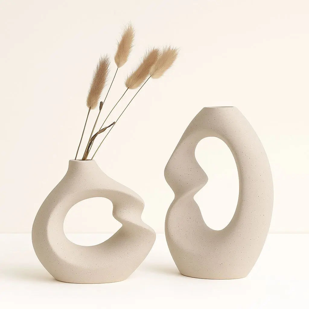 Elegant Asymmetrical Ceramic Vase Duo for Modern Spaces