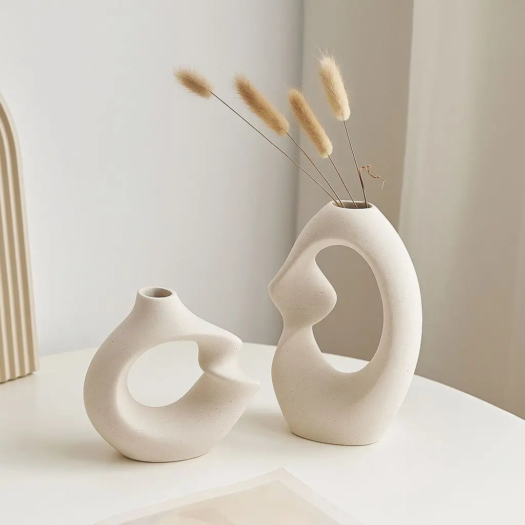Elegant Asymmetrical Ceramic Vase Duo for Modern Spaces