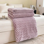 Cozy Plush Throw Blanket in Soft Checkered Velvet for Sofa and Bed