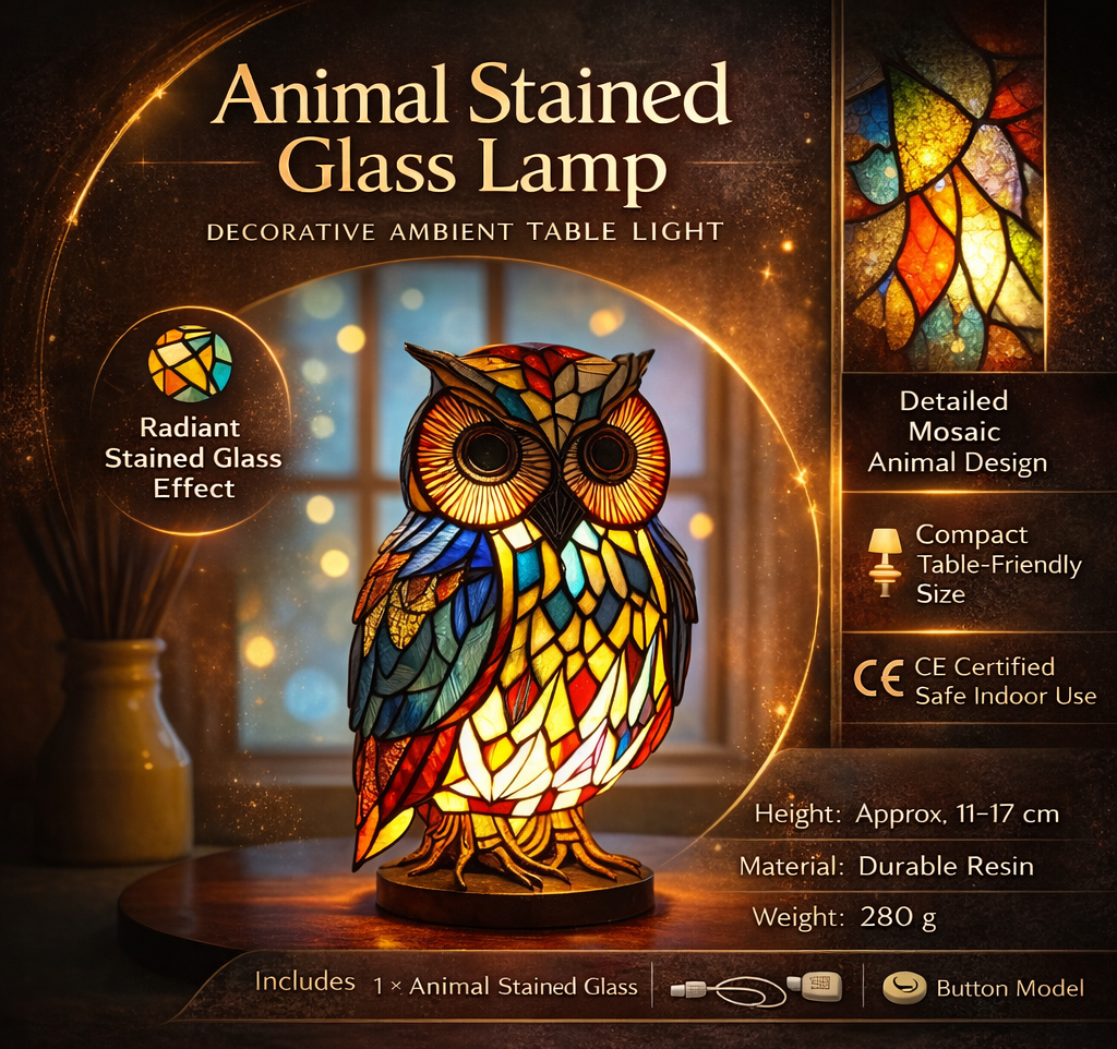 Decorative Light with Stained Glass Effect - Animal Table Lamp