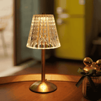 LED Table Lamp with Fluted Glass Shade – Rechargeable Design