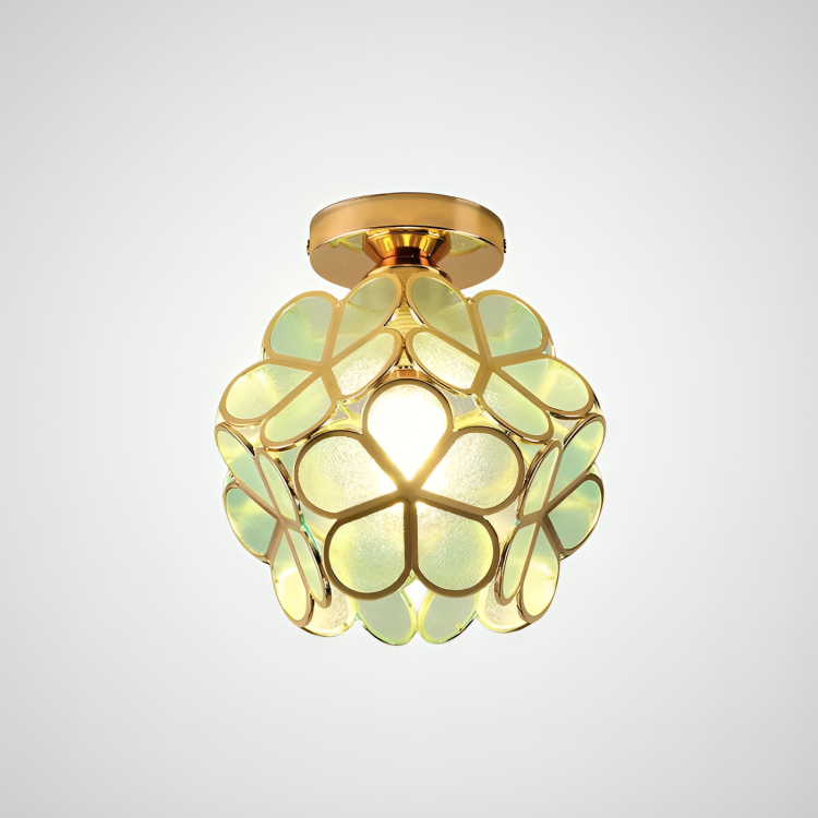 Colorful Vintage-Style Flush Mount Ceiling Light with Floral Design