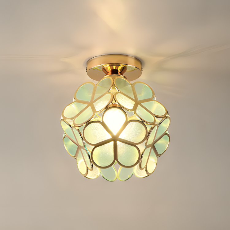 Colorful Vintage-Style Flush Mount Ceiling Light with Floral Design