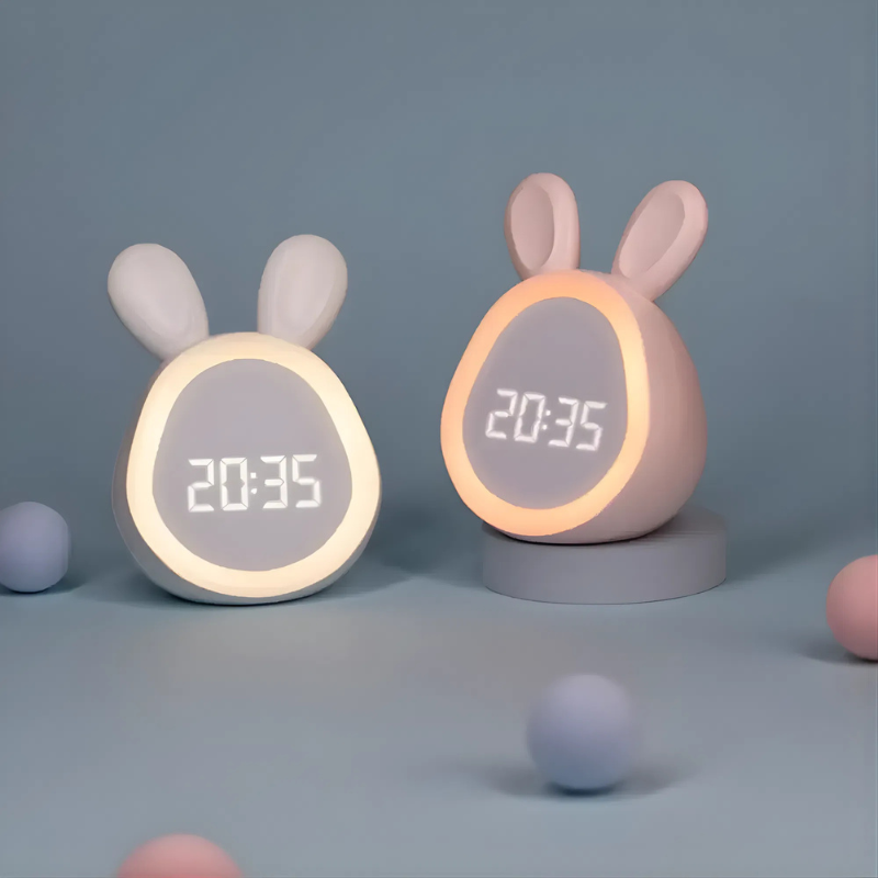 Digital Alarm Clock with Night Light in Rabbit Design