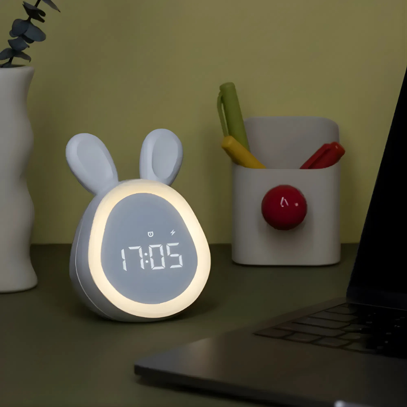Digital Alarm Clock with Night Light in Rabbit Design