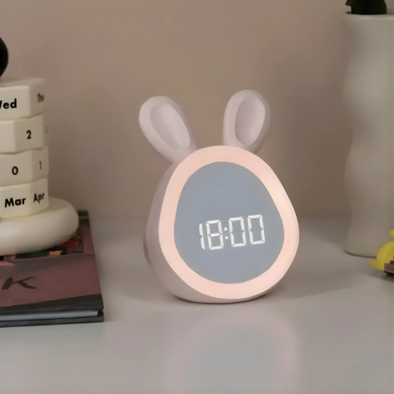Digital Alarm Clock with Night Light in Rabbit Design