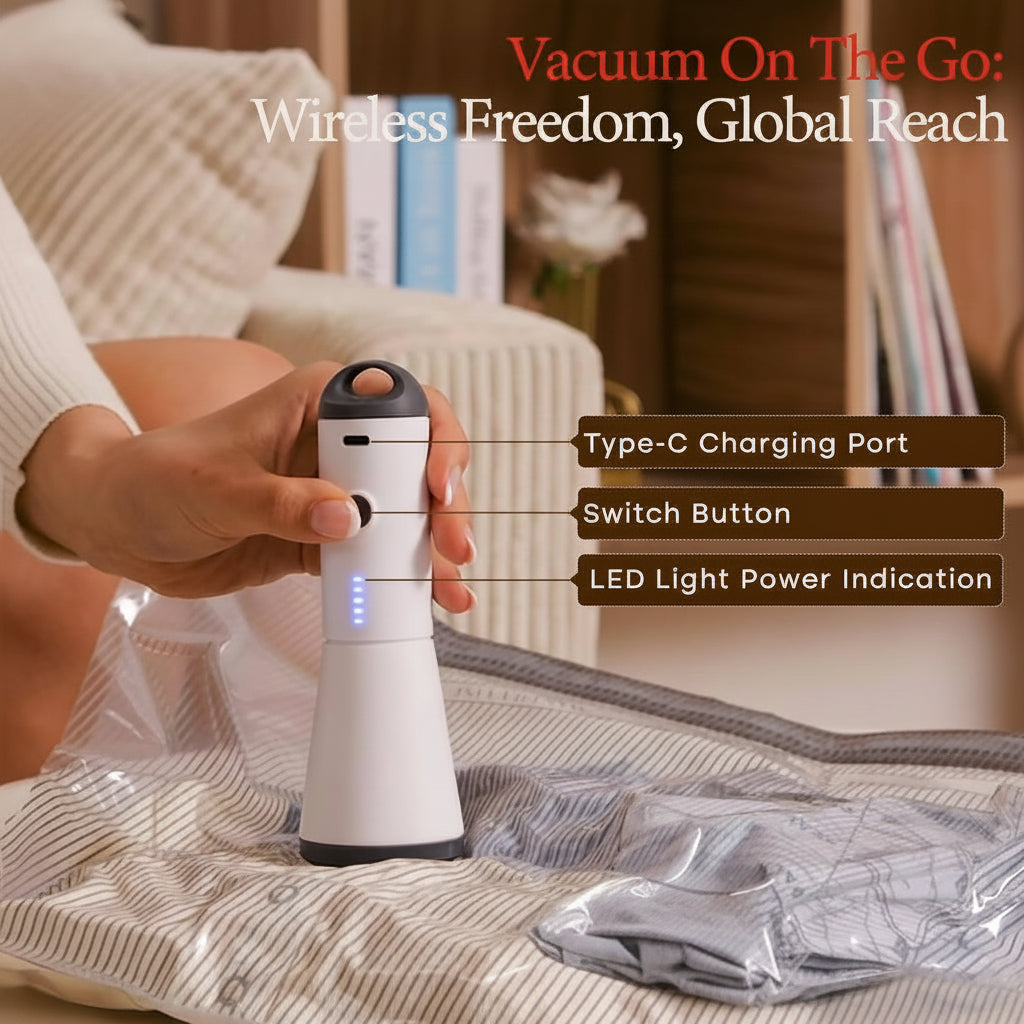 Travel Packing Set with Cordless Pump & Vacuum Storage Bags
