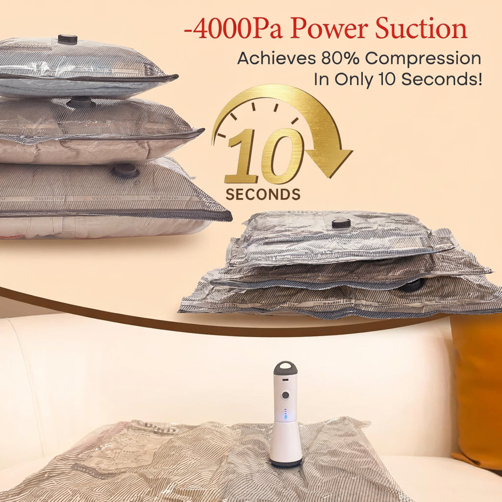 Travel Packing Set with Cordless Pump & Vacuum Storage Bags