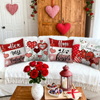 Set of Polyester Cushion Covers with Valentine Heart Design