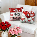 Set of Polyester Cushion Covers with Valentine Heart Design
