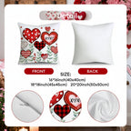 Set of Polyester Cushion Covers with Valentine Heart Design