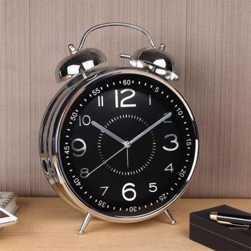 Vintage Metal Double Bell Alarm Clock - Loud Bedside Timepiece