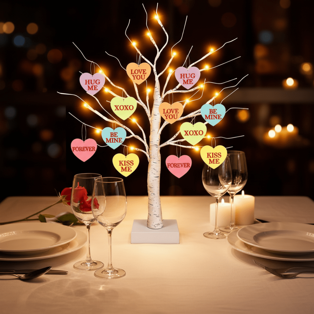 LED Heart Ornaments Table Lamp for Valentine's Day Decor