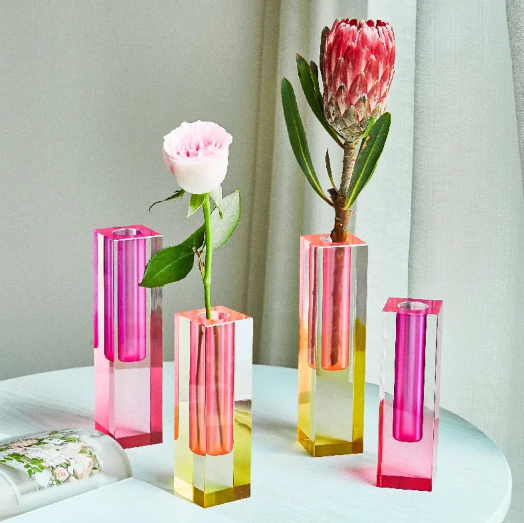 Vibrant Gradient Acrylic Vase for Modern Home Decor