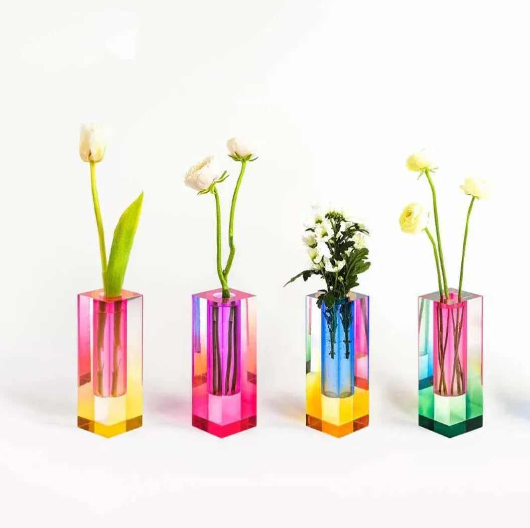 Vibrant Gradient Acrylic Vase for Modern Home Decor