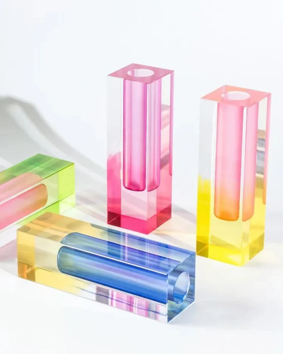 Vibrant Gradient Acrylic Vase for Modern Home Decor