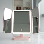 Adjustable LED Makeup Mirror with Foldable Stand and Lighting