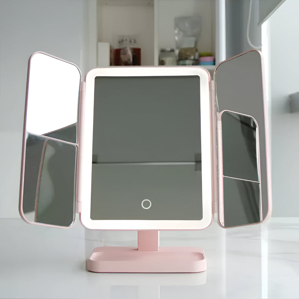 Adjustable LED Makeup Mirror with Foldable Stand and Lighting