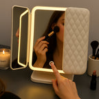 Adjustable LED Makeup Mirror with Foldable Stand and Lighting