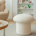 Armless Bedroom Stool - Minimalist Upholstered in Lambswool