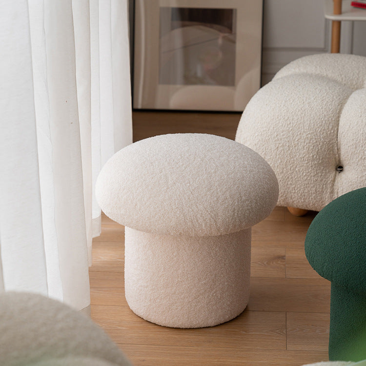 Armless Bedroom Stool - Minimalist Upholstered in Lambswool