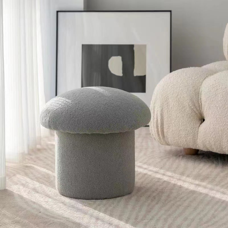 Armless Bedroom Stool - Minimalist Upholstered in Lambswool