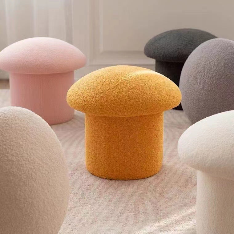Armless Bedroom Stool - Minimalist Upholstered in Lambswool