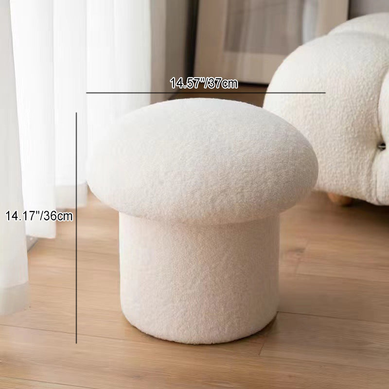 Armless Bedroom Stool - Minimalist Upholstered in Lambswool