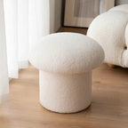Armless Bedroom Stool - Minimalist Upholstered in Lambswool