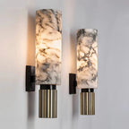 Elegant Wall Lamp in Real Marble – Vertical Cylinder Sconce for Home Ambience