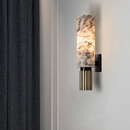 Elegant Wall Lamp in Real Marble – Vertical Cylinder Sconce for Home Ambience
