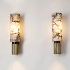 Elegant Wall Lamp in Real Marble – Vertical Cylinder Sconce for Home Ambience