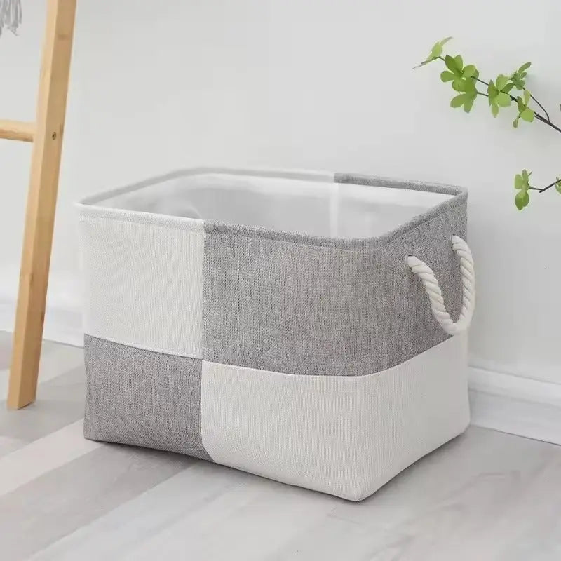 Chic Dual-Tone Storage Basket with Rope Handles