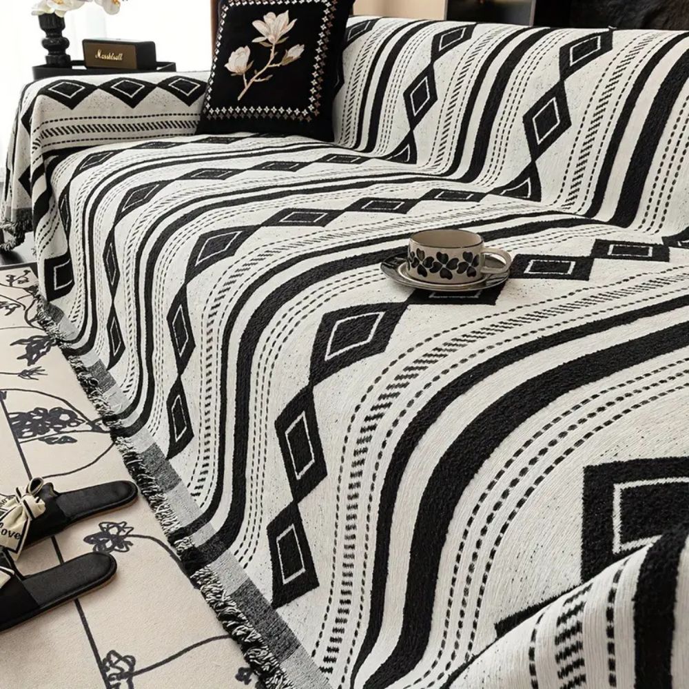 Bohemian Striped Microfiber Blend Sofa Cover