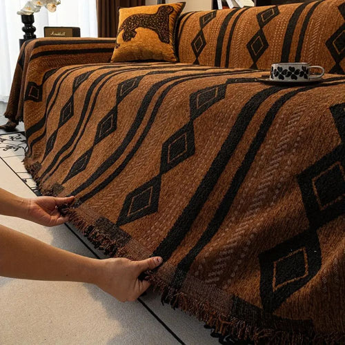 Bohemian Striped Microfiber Blend Sofa Cover