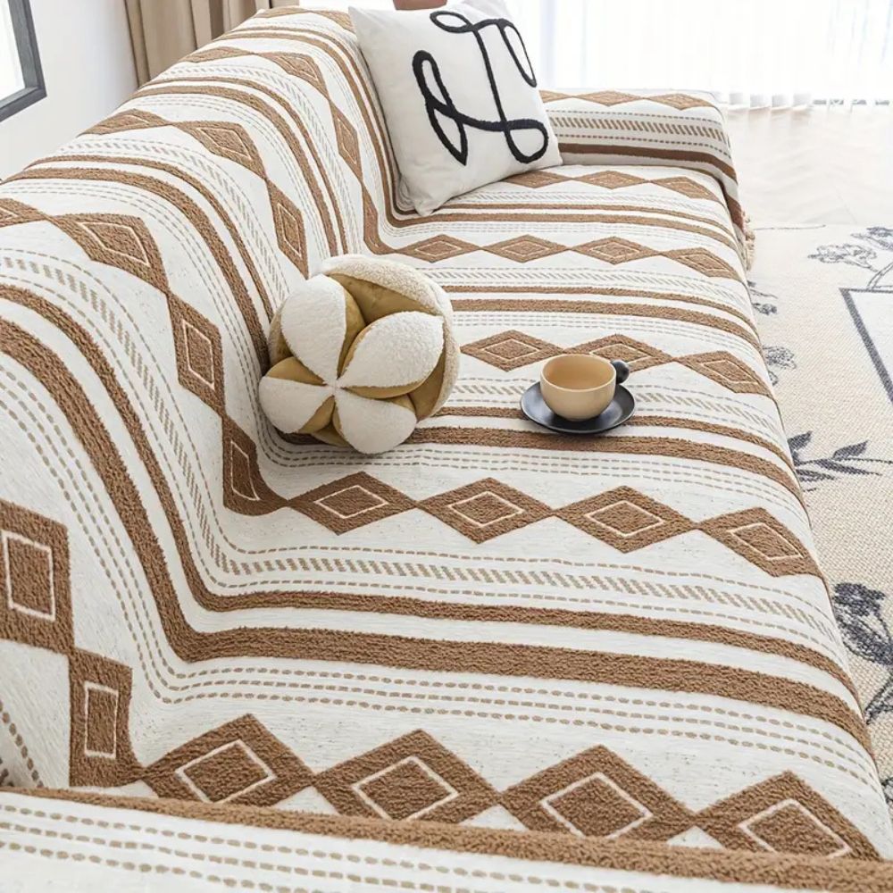 Bohemian Striped Microfiber Blend Sofa Cover